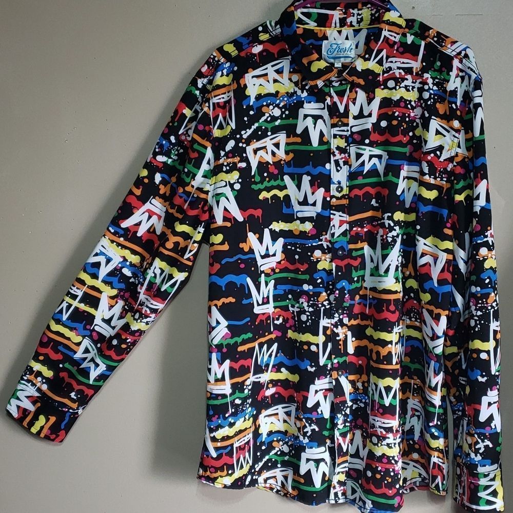 Fresh Prince of Bel-Air  Artistic multicolor Polyester spandex shirt, sz XL